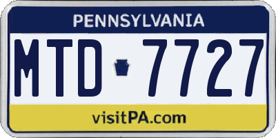 PA license plate MTD7727