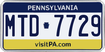 PA license plate MTD7729