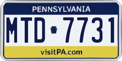 PA license plate MTD7731