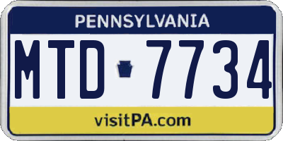 PA license plate MTD7734