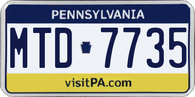 PA license plate MTD7735