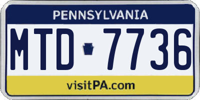 PA license plate MTD7736