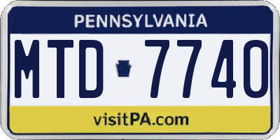 PA license plate MTD7740