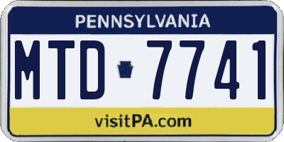 PA license plate MTD7741