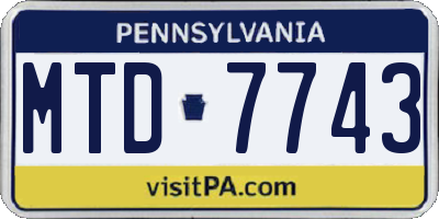 PA license plate MTD7743