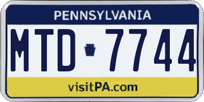 PA license plate MTD7744