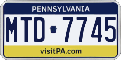 PA license plate MTD7745