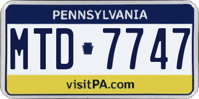 PA license plate MTD7747