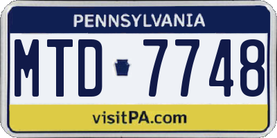 PA license plate MTD7748