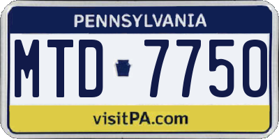 PA license plate MTD7750