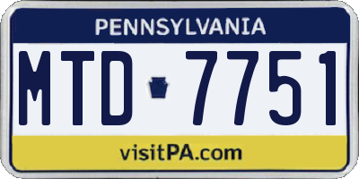 PA license plate MTD7751