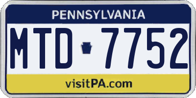PA license plate MTD7752
