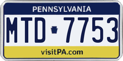 PA license plate MTD7753