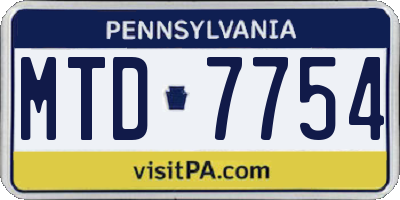 PA license plate MTD7754
