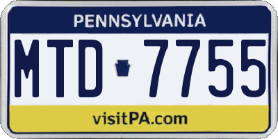 PA license plate MTD7755