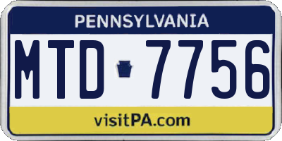 PA license plate MTD7756