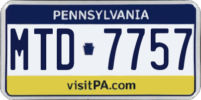 PA license plate MTD7757
