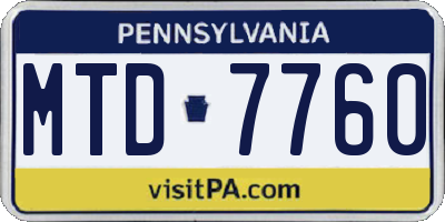 PA license plate MTD7760