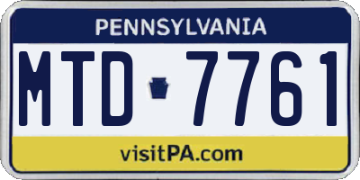 PA license plate MTD7761