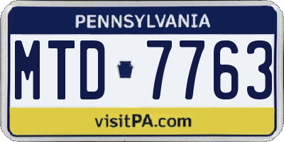 PA license plate MTD7763