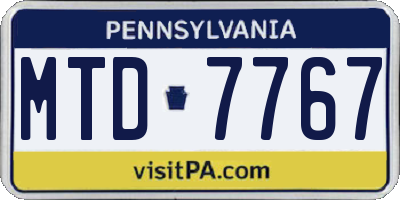PA license plate MTD7767