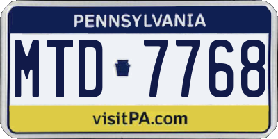 PA license plate MTD7768