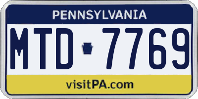 PA license plate MTD7769