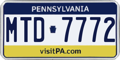PA license plate MTD7772
