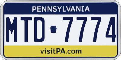PA license plate MTD7774