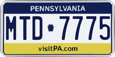 PA license plate MTD7775