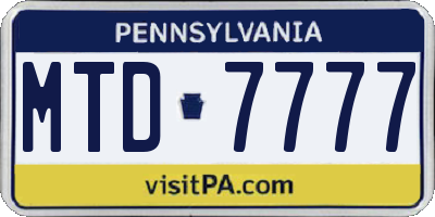 PA license plate MTD7777