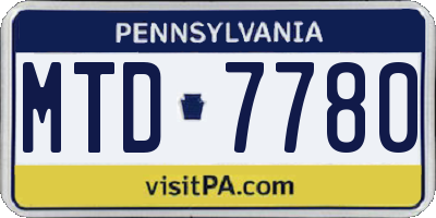 PA license plate MTD7780