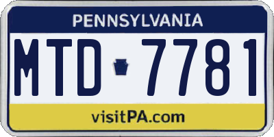 PA license plate MTD7781