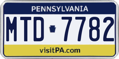 PA license plate MTD7782