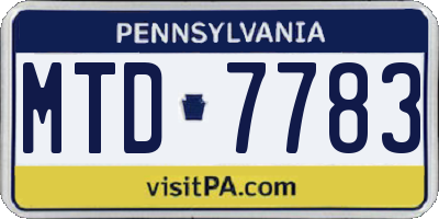 PA license plate MTD7783