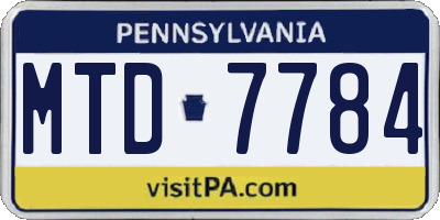 PA license plate MTD7784
