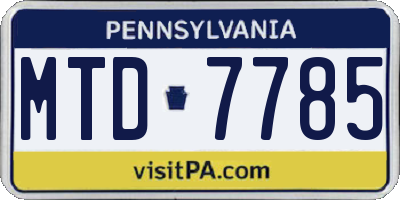 PA license plate MTD7785