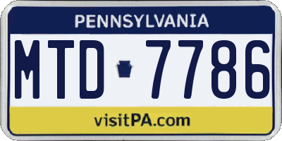 PA license plate MTD7786