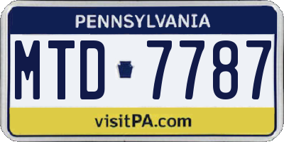 PA license plate MTD7787