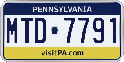 PA license plate MTD7791