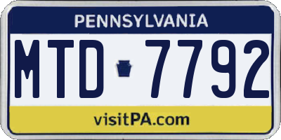 PA license plate MTD7792