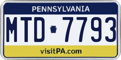 PA license plate MTD7793