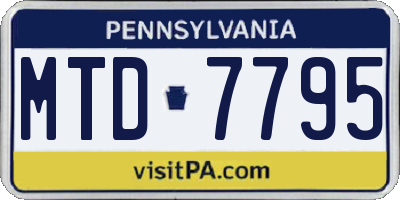 PA license plate MTD7795