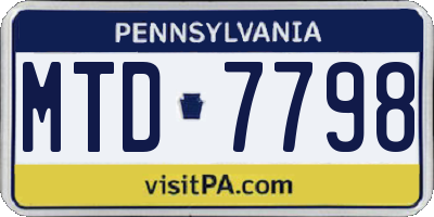 PA license plate MTD7798
