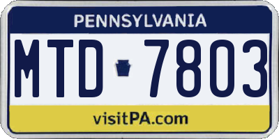 PA license plate MTD7803