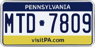 PA license plate MTD7809