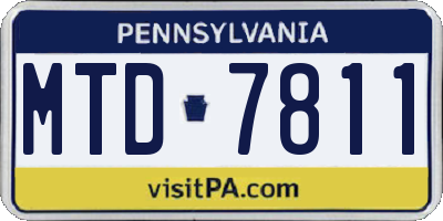 PA license plate MTD7811
