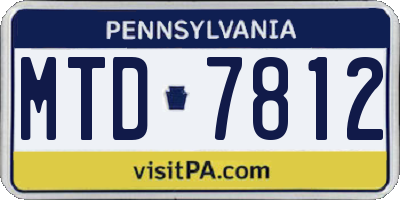 PA license plate MTD7812