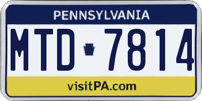 PA license plate MTD7814