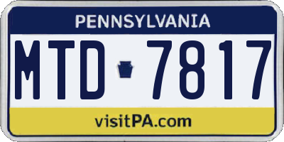 PA license plate MTD7817